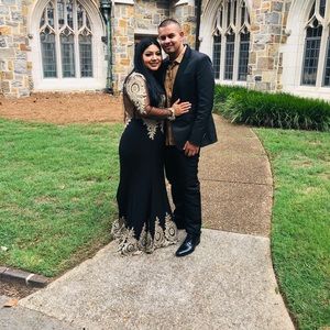 Elegant Black and gold detailed dress